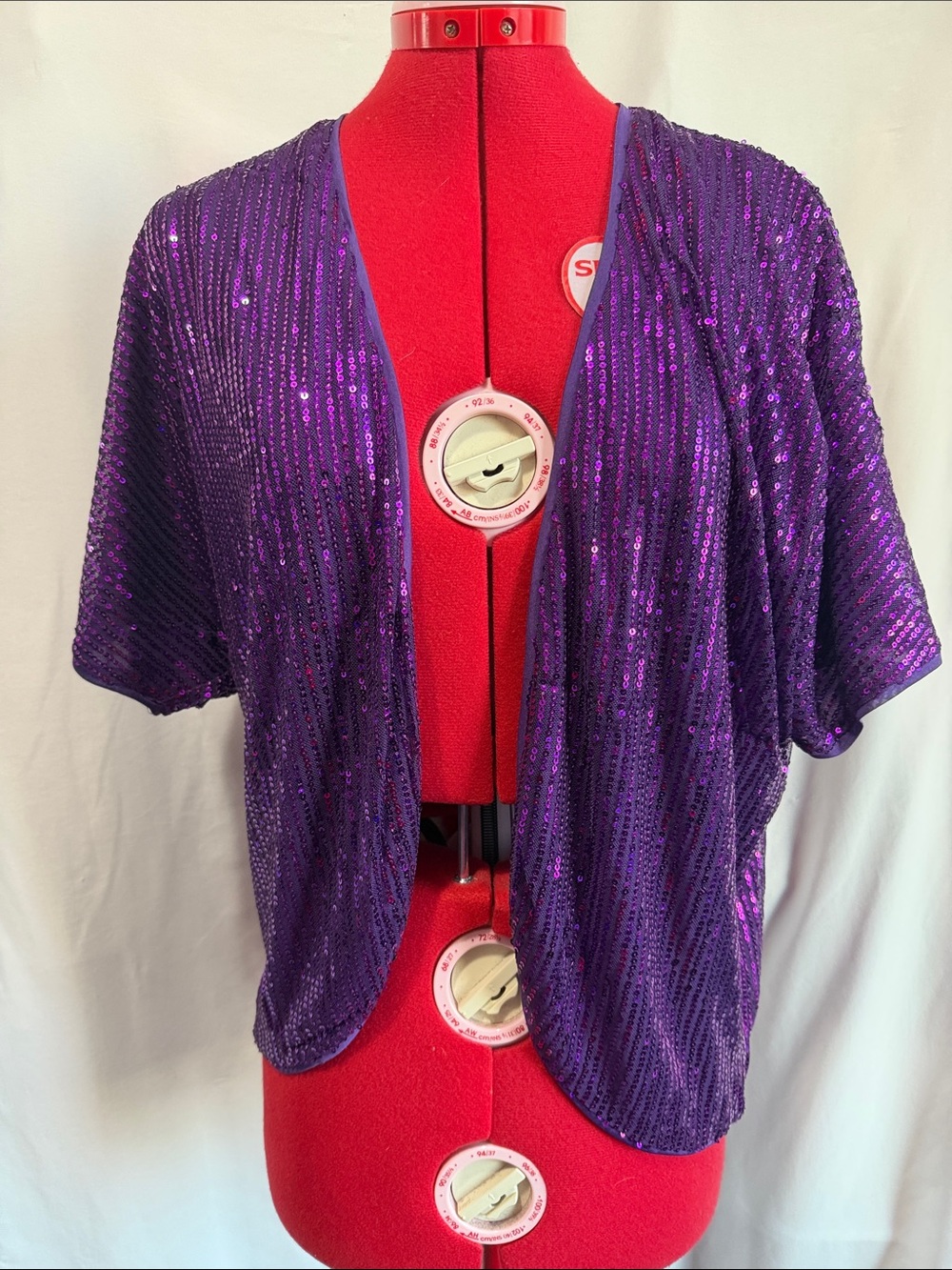 Women's Purple Sequin Open-Front Cape Jacket MM285